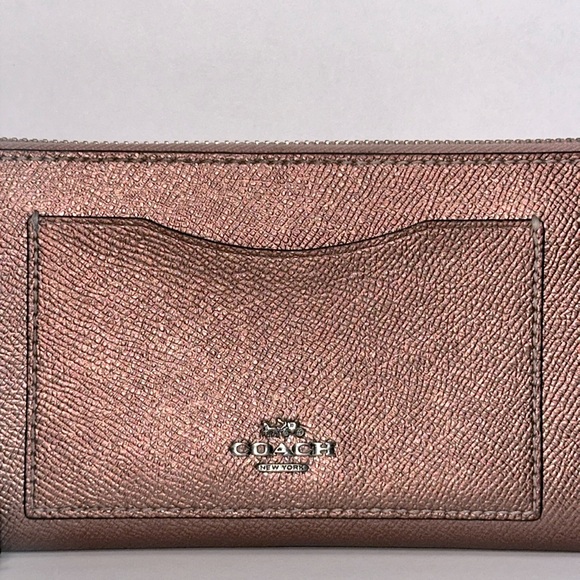 *RARE COLOR* COACH Accordion Crossgrain Leather Zip Wallet - Picture 4 of 14